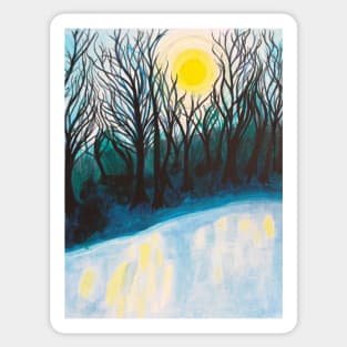 Winter sunset painting Sticker